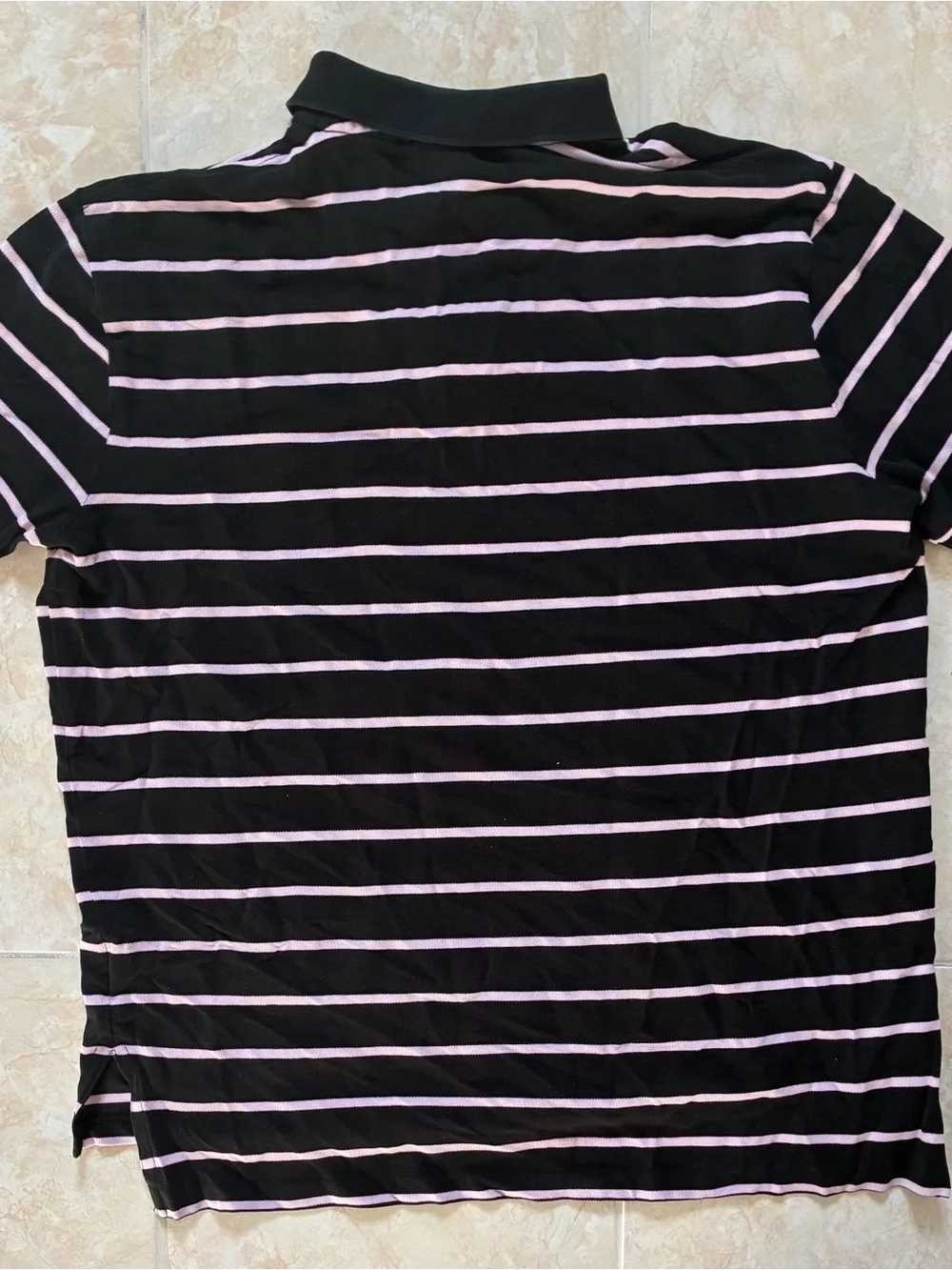 Ralph Lauren Black Polo with Pink Stripes